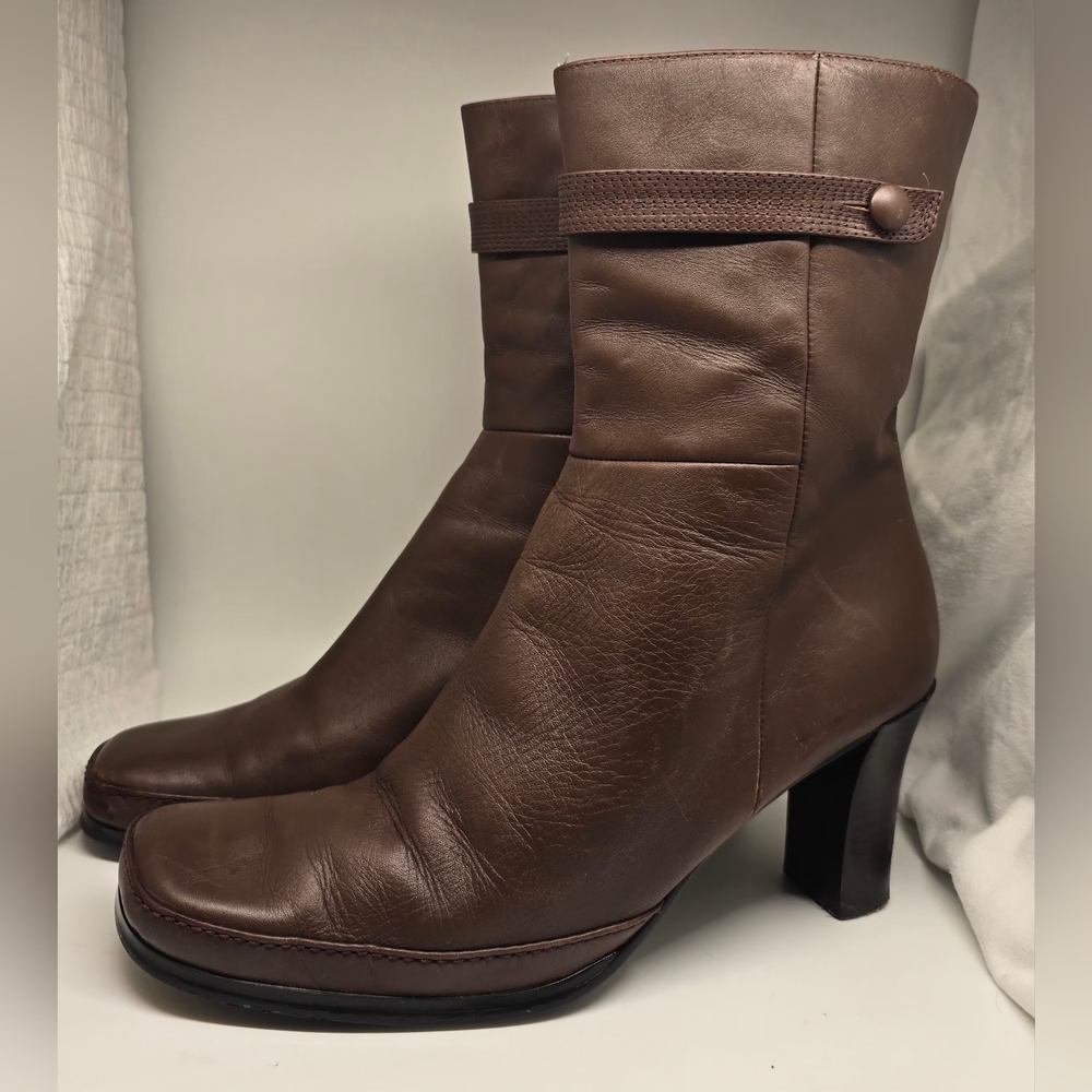 Alfani Brown Leather Ankle Boots 8 1/2